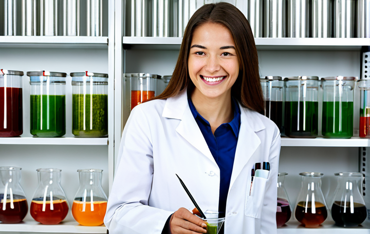 Bio-Lab Fashion Design**
"A bright, modern bio-lab. A young, professional fashion designer, fully clothed in a lab coat and modest clothing, smiles while examining a vibrant, naturally-colored textile sample growing in a petri dish. Shelves filled with beakers and growing cultures in the background. Safe for work, appropriate content, professional setting, perfect anatomy, natural proportions, high quality, well-formed hands, proper finger count."
**