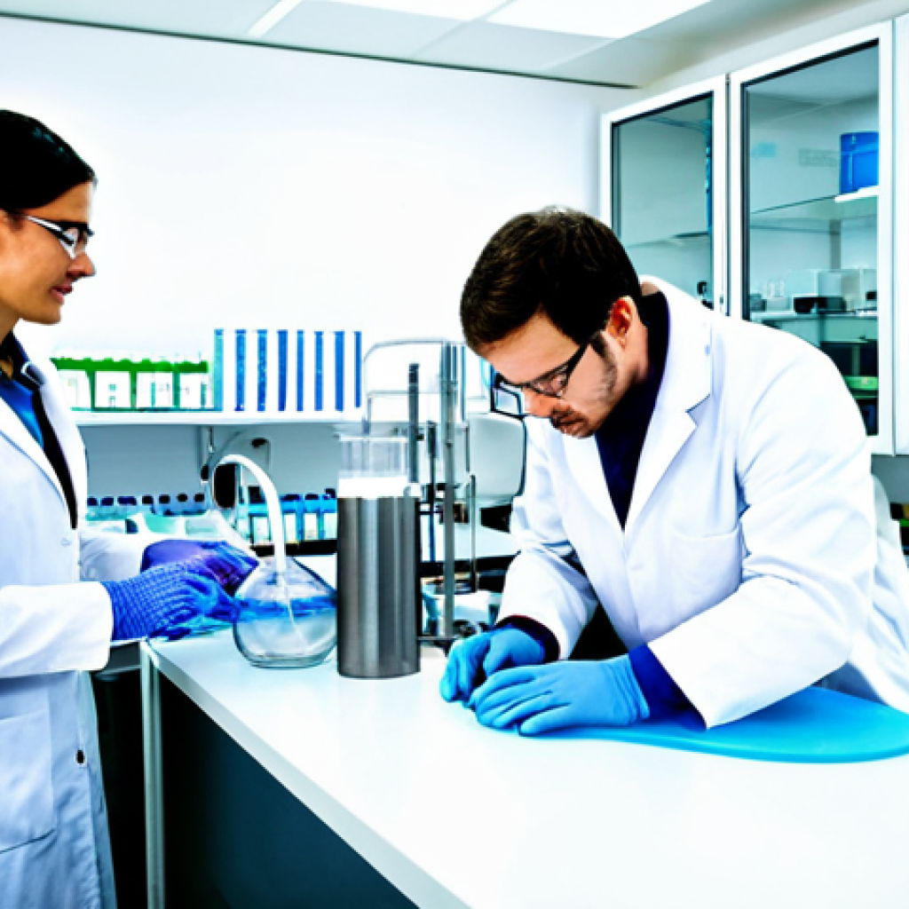 바이오패브릭의 연구 및 개발 투자 비율 - Biofabric Startup Lab**

"A modern, brightly lit biofabric startup laboratory, researchers in lab co...