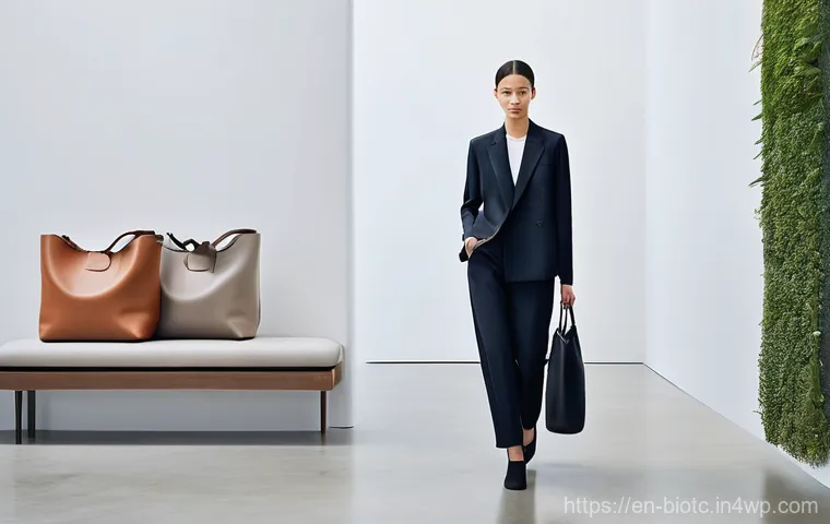 바이오패브릭의 원자재 종류와 특성 - **Prompt:** A sophisticated, fashion-forward woman in her late 20s, with a confident expression, wal...