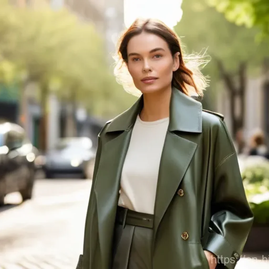 바이오패브릭을 활용한 소비자 제품 - **Innovative Bio-Fashion Statement**
    A young, confident woman in her early twenties is captured ...