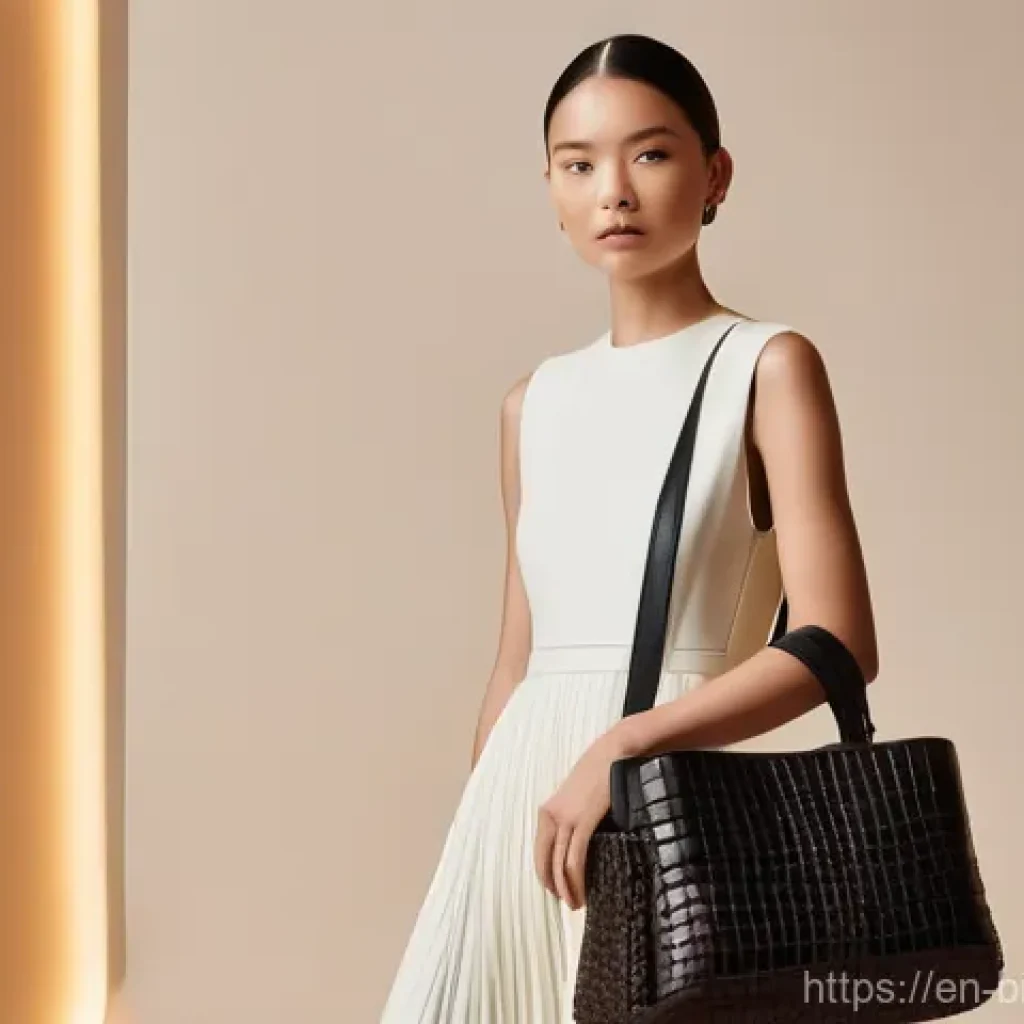 바이오패브릭의 혁신적 프로토타입 개발 - **Luxury Mycelium Fashion Showcase:**
    "A sophisticated female model, mid-20s, with a graceful po...